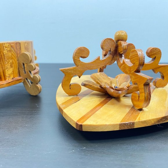 Vintage Jewelry Box, Heart Shaped, Red Velvet Lining, Storage Container, Brown K - Picture 5 of 10